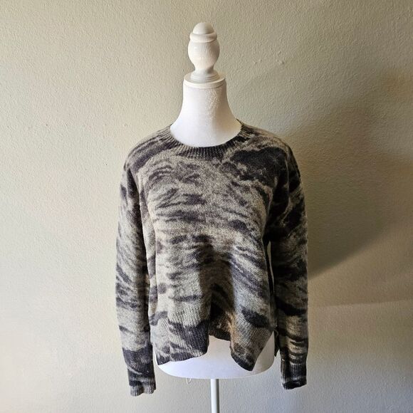 Enza Costa Grey Patterned Cashmere Sweater - Picture 1 of 5